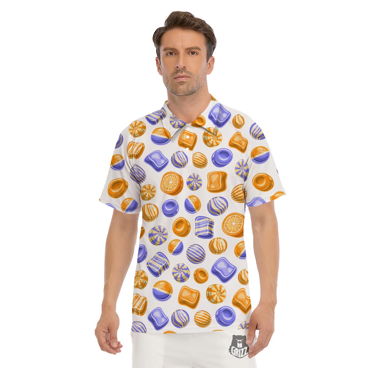 Sweet Gummy Print Pattern Men's Golf Shirts-grizzshop