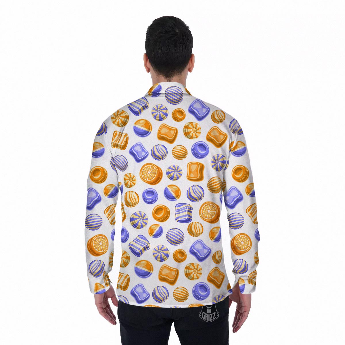 Sweet Gummy Print Pattern Men's Long Sleeve Shirts-grizzshop