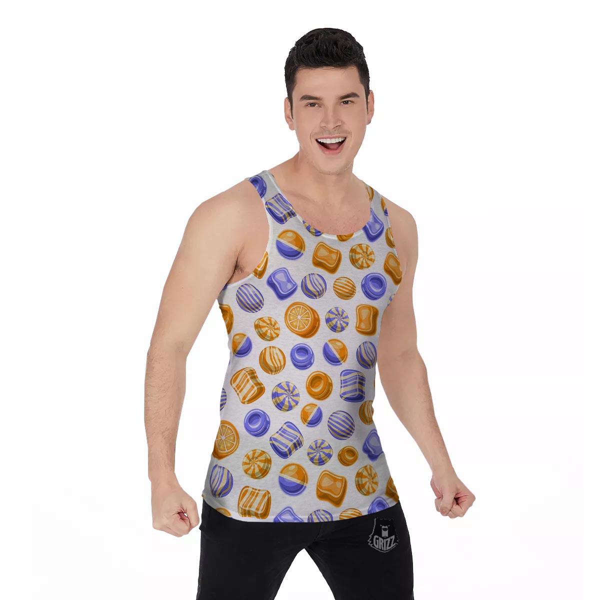 Sweet Gummy Print Pattern Men's Tank Top-grizzshop