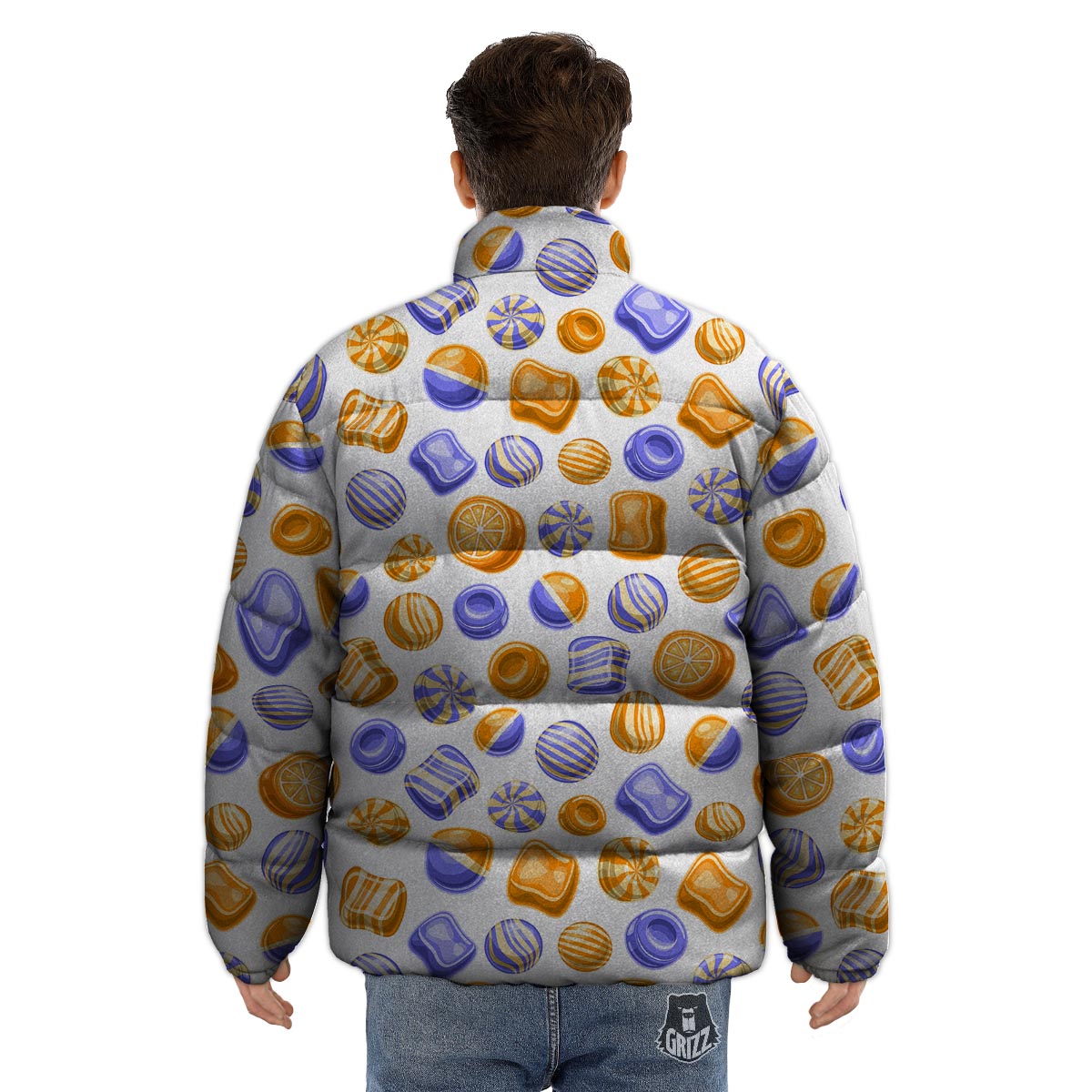 Sweet Gummy Print Pattern Puffer Jacket-grizzshop