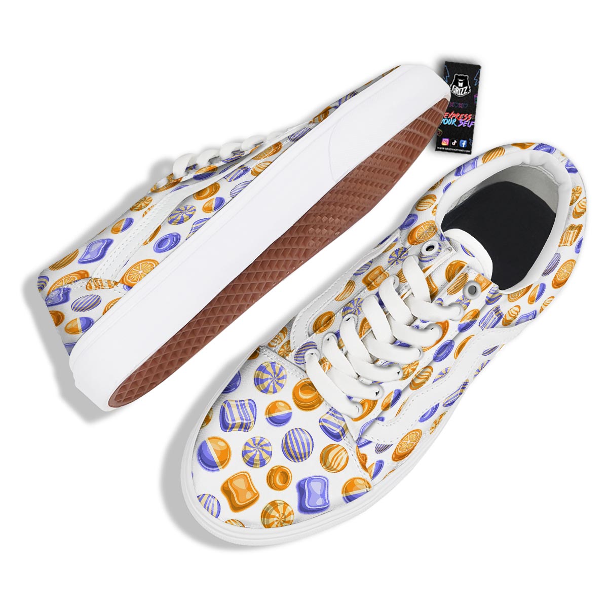 Sweet Gummy Print Pattern Skate Shoes-grizzshop