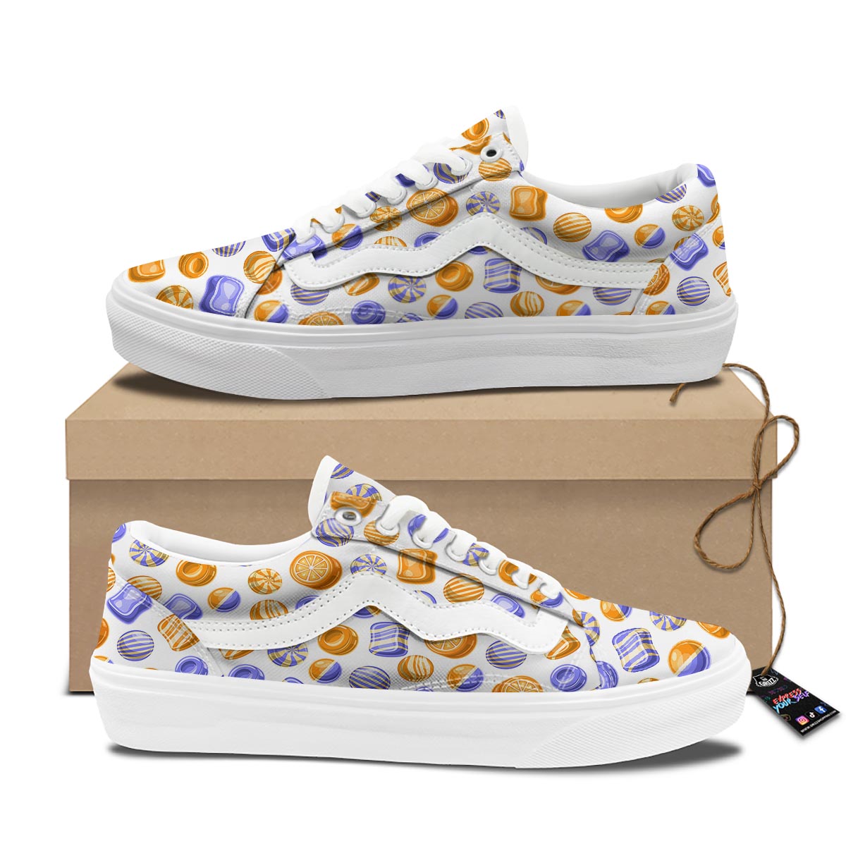 Sweet Gummy Print Pattern Skate Shoes-grizzshop