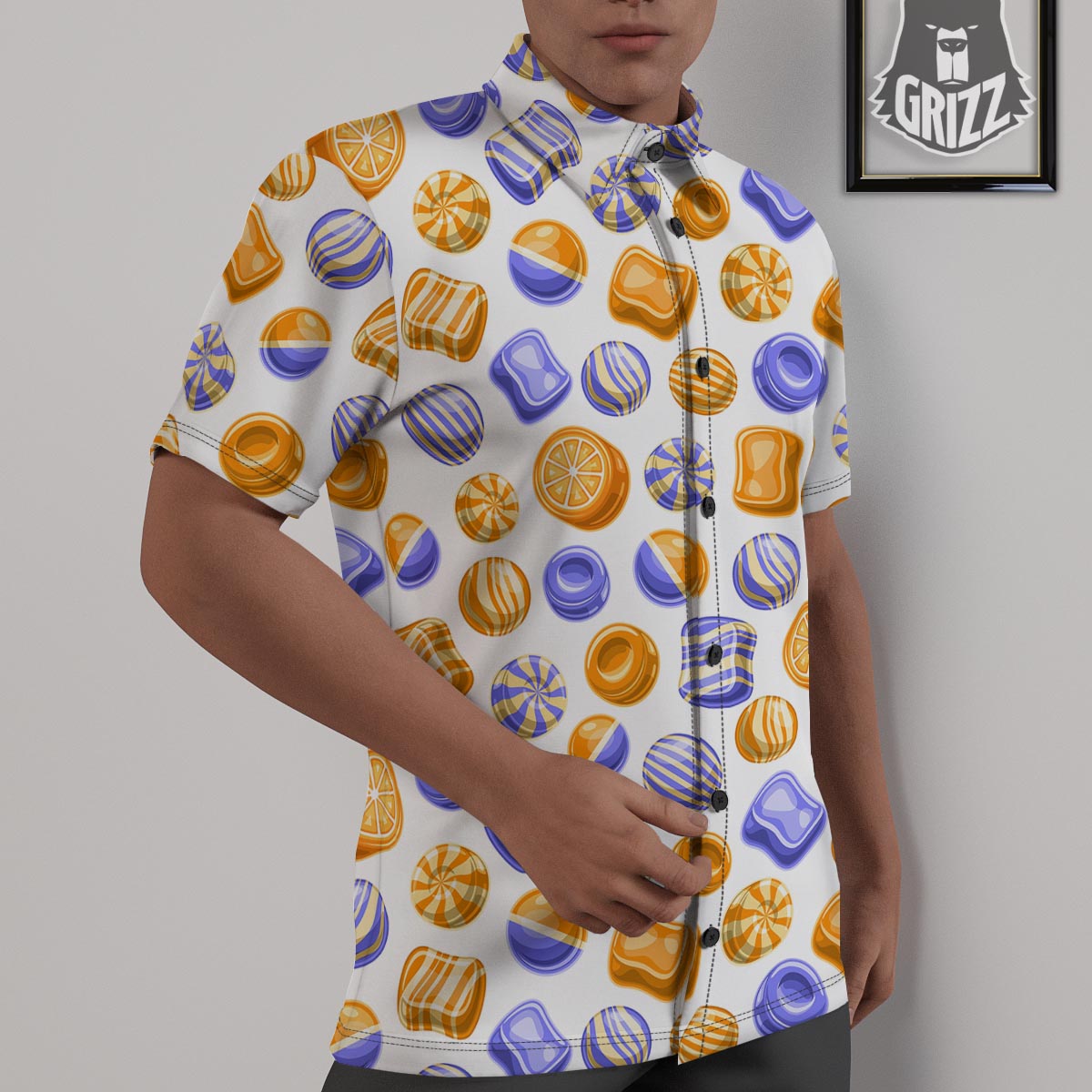 Sweet Gummy Print Pattern Untucked Shirts-grizzshop