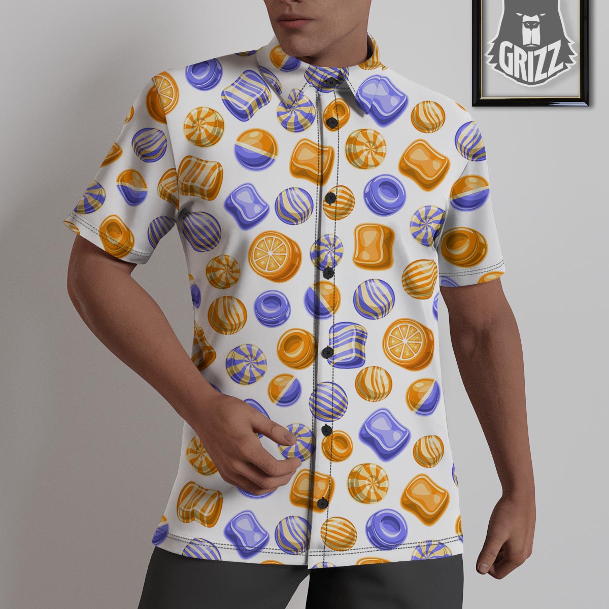 Sweet Gummy Print Pattern Untucked Shirts-grizzshop