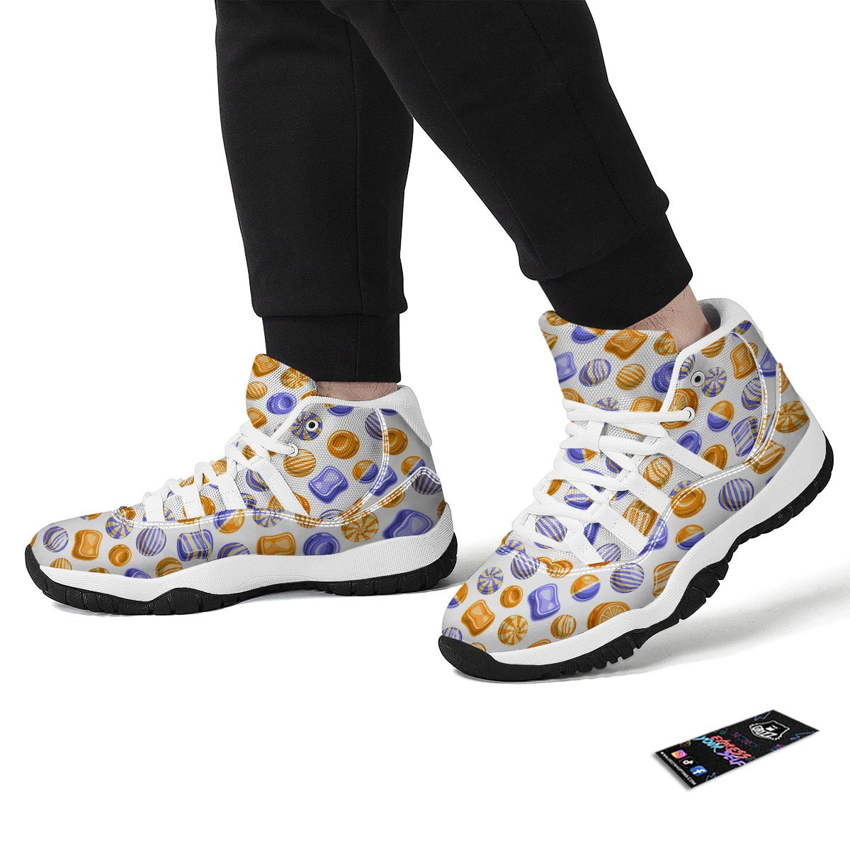 Sweet Gummy Print Pattern White Bball Shoes-grizzshop