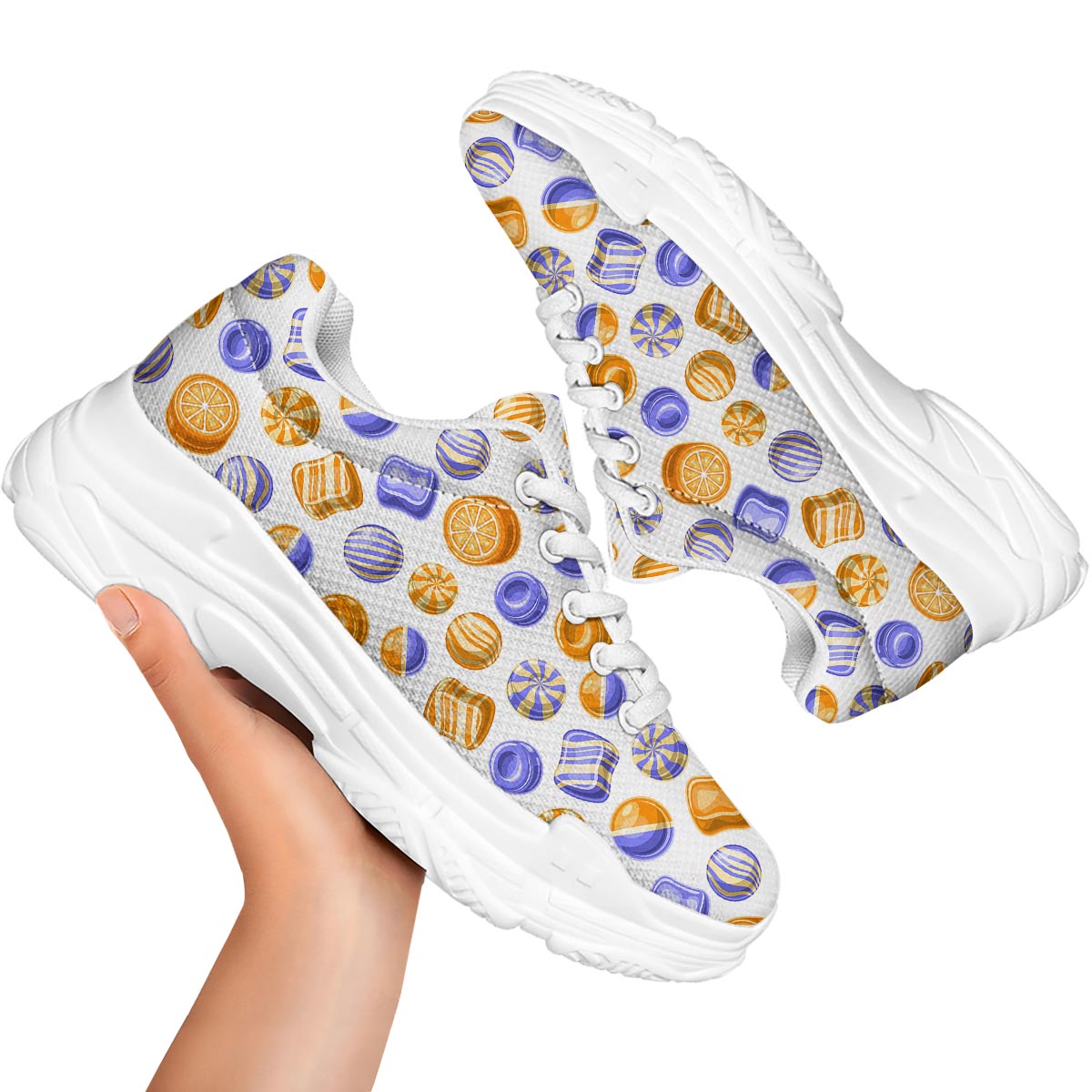 Sweet Gummy Print Pattern White Chunky Shoes-grizzshop
