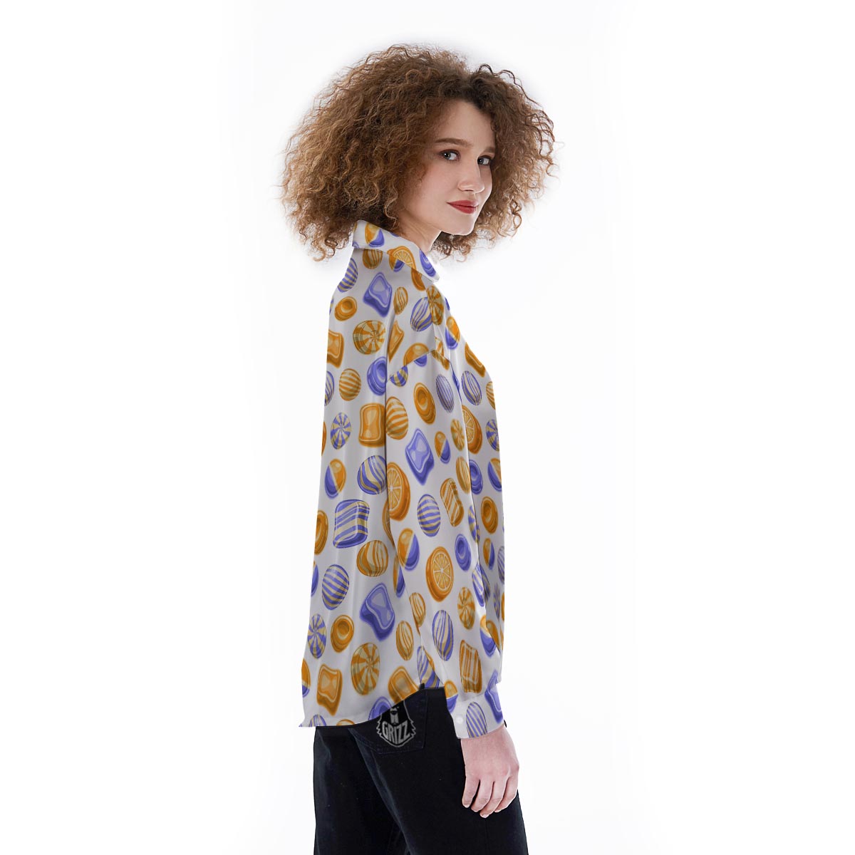 Sweet Gummy Print Pattern Women's Long Sleeve Shirts-grizzshop