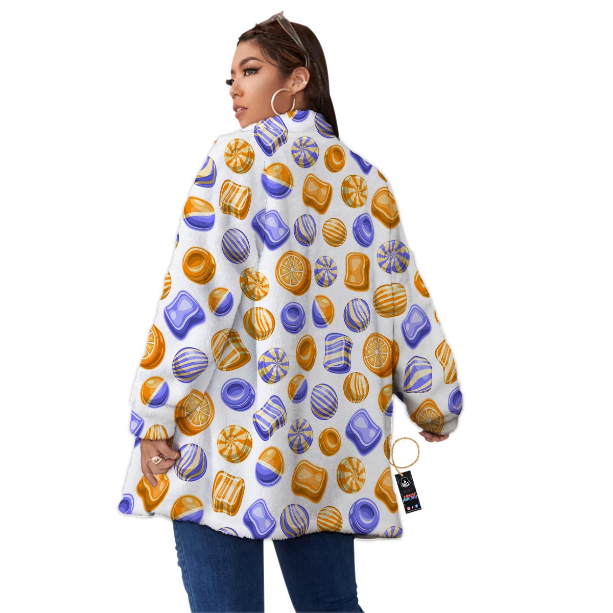 Sweet Gummy Print Pattern Women's Sherpa Jacket-grizzshop