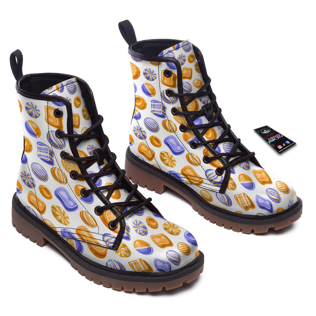 Sweet Gummy Print Pattern Work Boots-grizzshop
