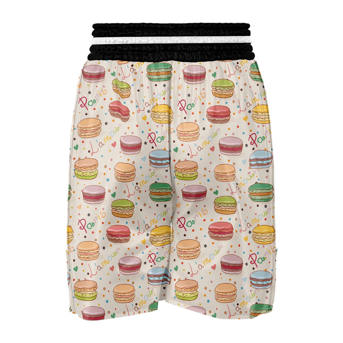 Sweet Macaron Pattern Print Boxing Shorts-grizzshop