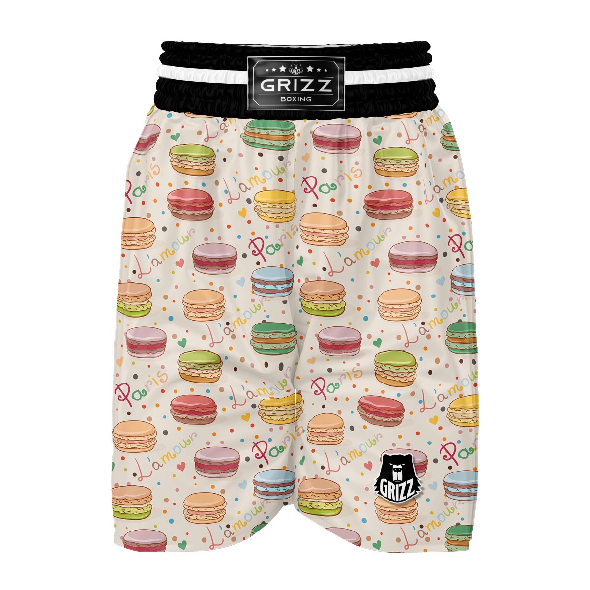 Sweet Macaron Pattern Print Boxing Shorts-grizzshop