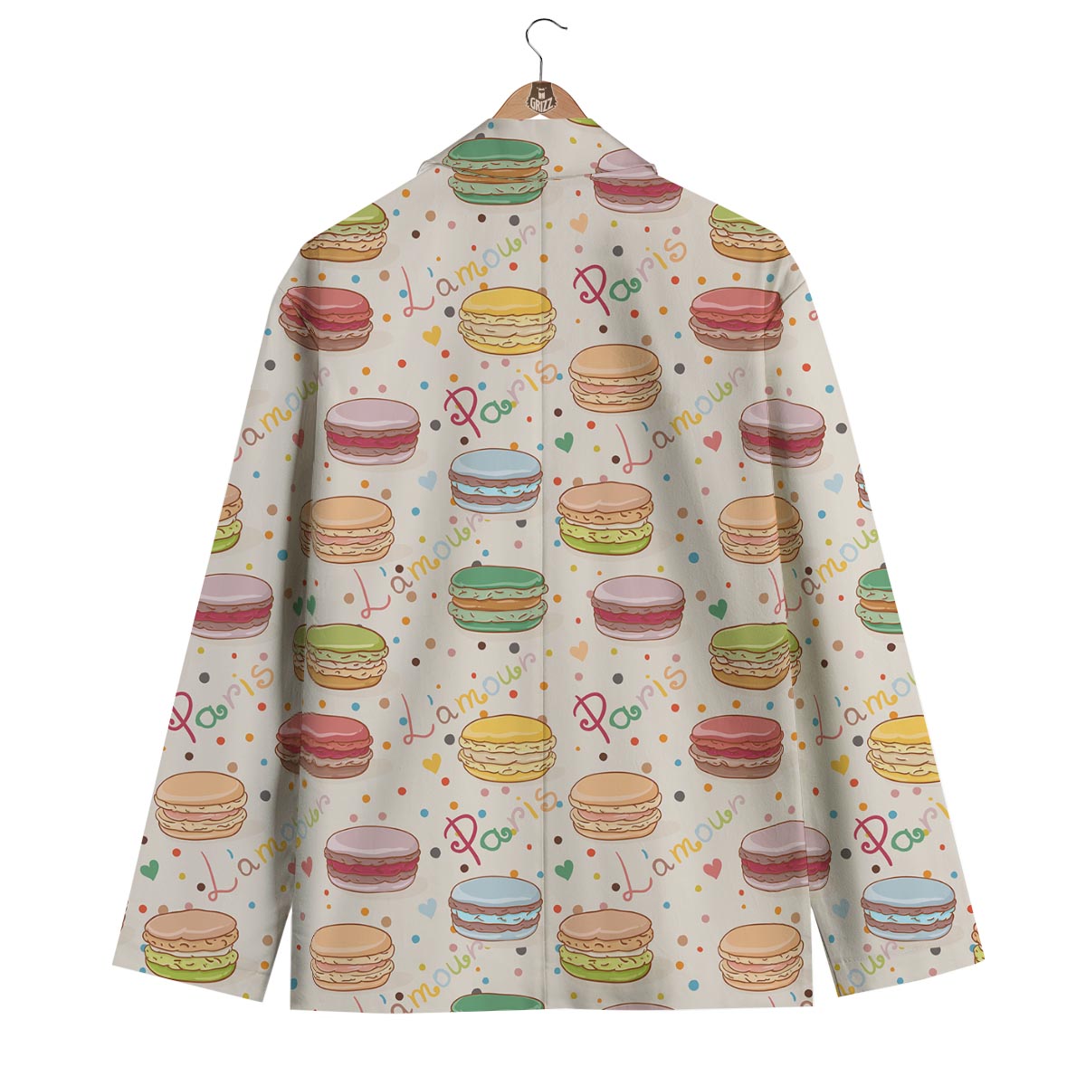 Sweet Macaron Pattern Print Men's Blazer-grizzshop