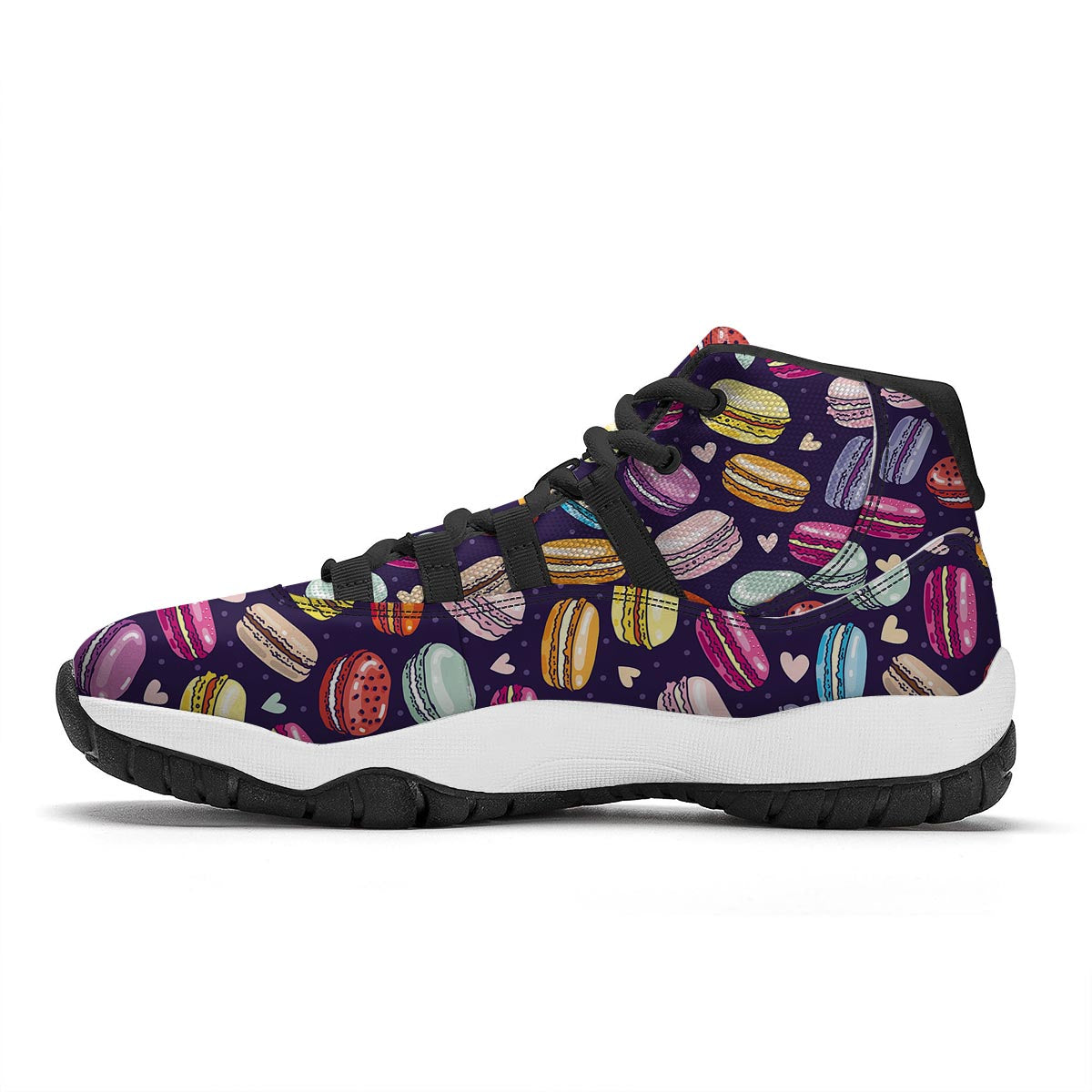 Sweet Macaron Print Pattern Black Bball Shoes-grizzshop