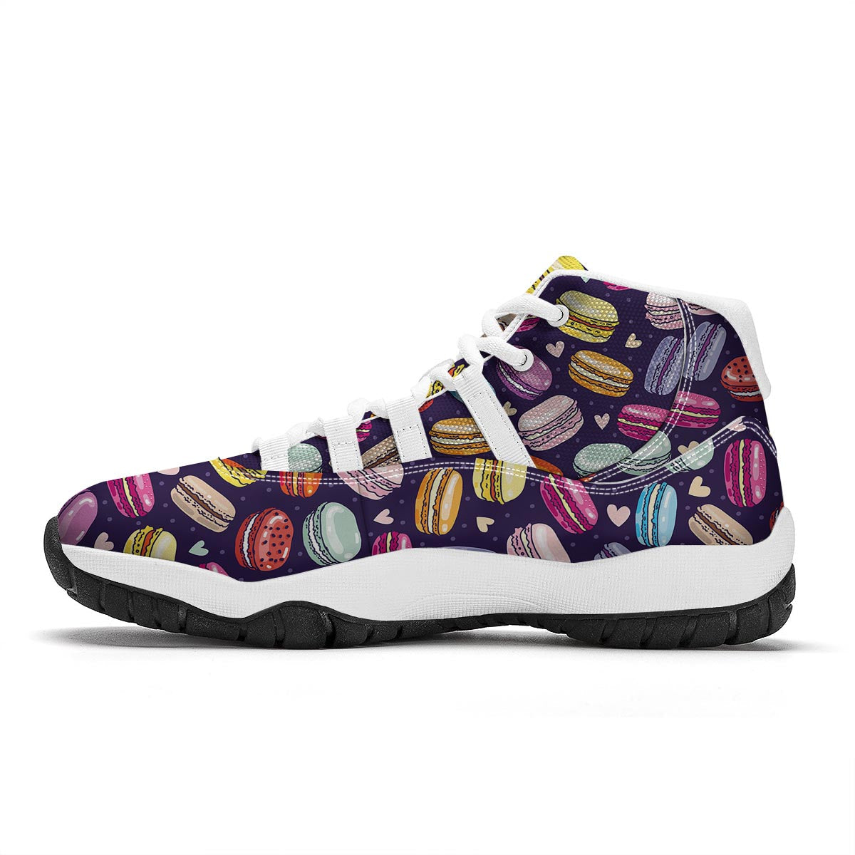 Sweet Macaron Print Pattern White Bball Shoes-grizzshop