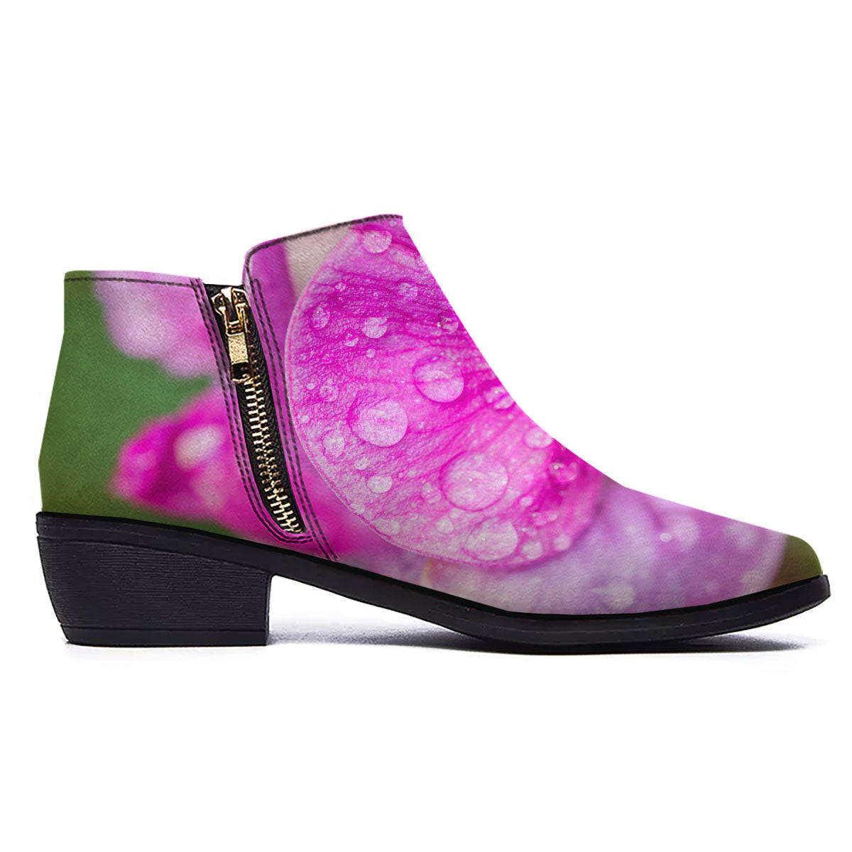 Sweet Pea Purple Print Ankle Boots-grizzshop