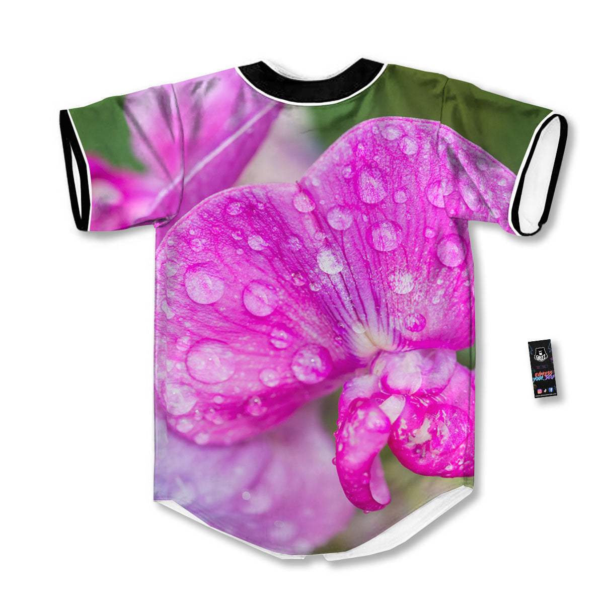 Sweet Pea Purple Print Baseball Jersey-grizzshop