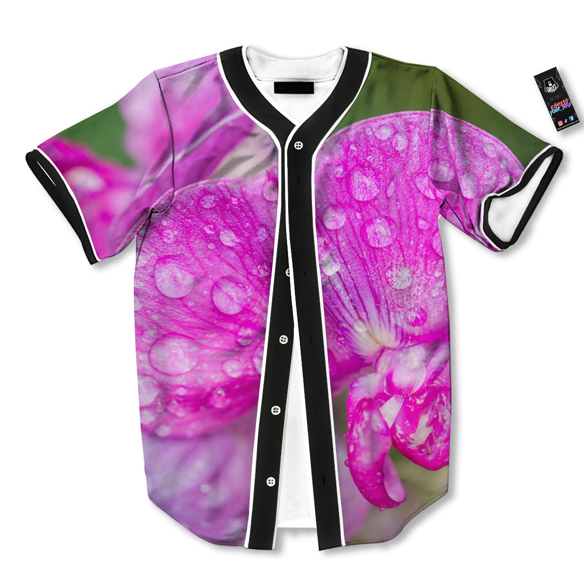 Sweet Pea Purple Print Baseball Jersey-grizzshop