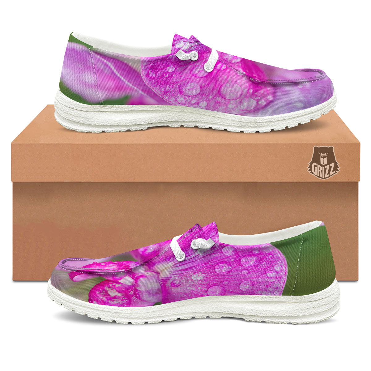 Sweet Pea Purple Print Black Loafers-grizzshop