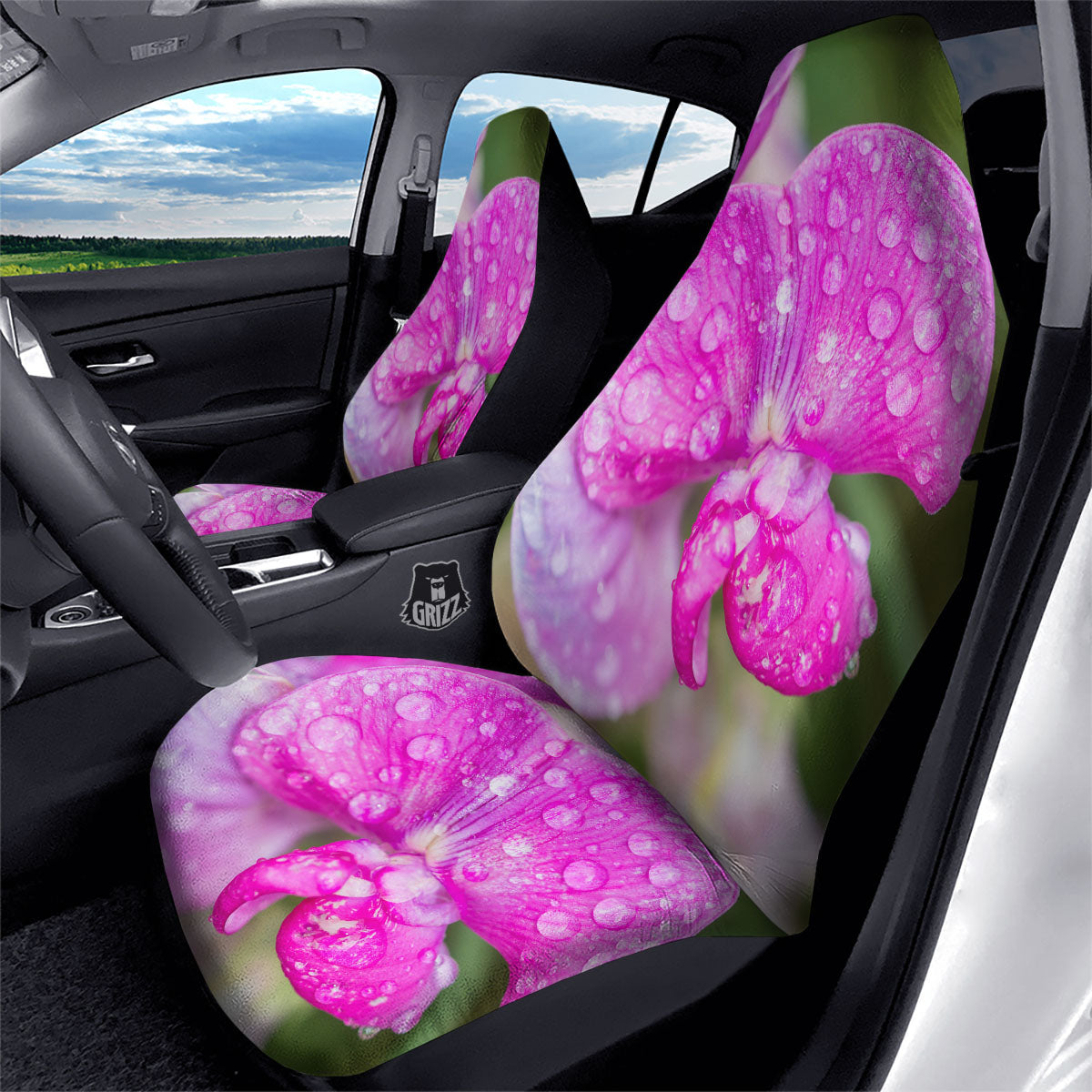 Sweet Pea Purple Print Car Seat Covers-grizzshop
