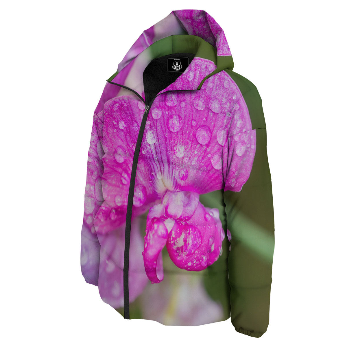 Sweet Pea Purple Print Down Jacket-grizzshop