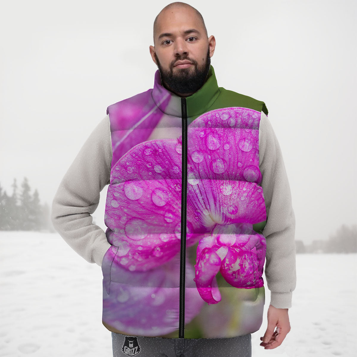 Sweet Pea Purple Print Down Vest