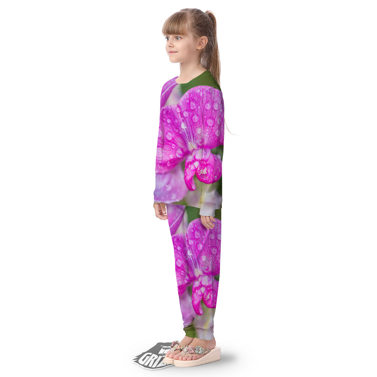 Sweet Pea Purple Print Kid's Pajamas-grizzshop