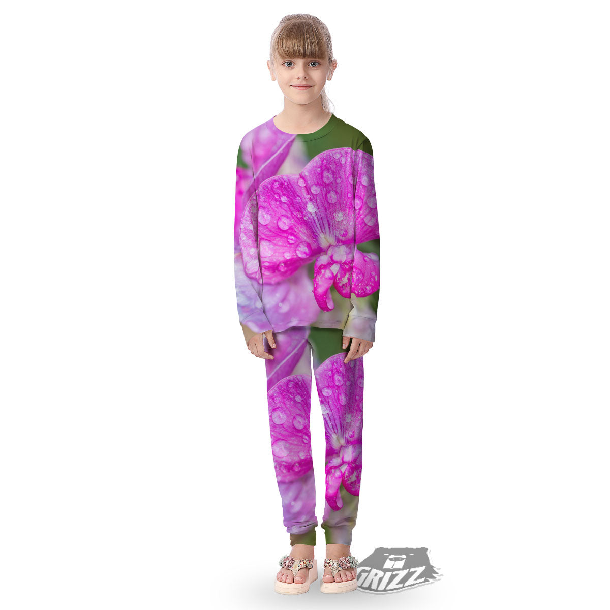 Sweet Pea Purple Print Kid's Pajamas-grizzshop