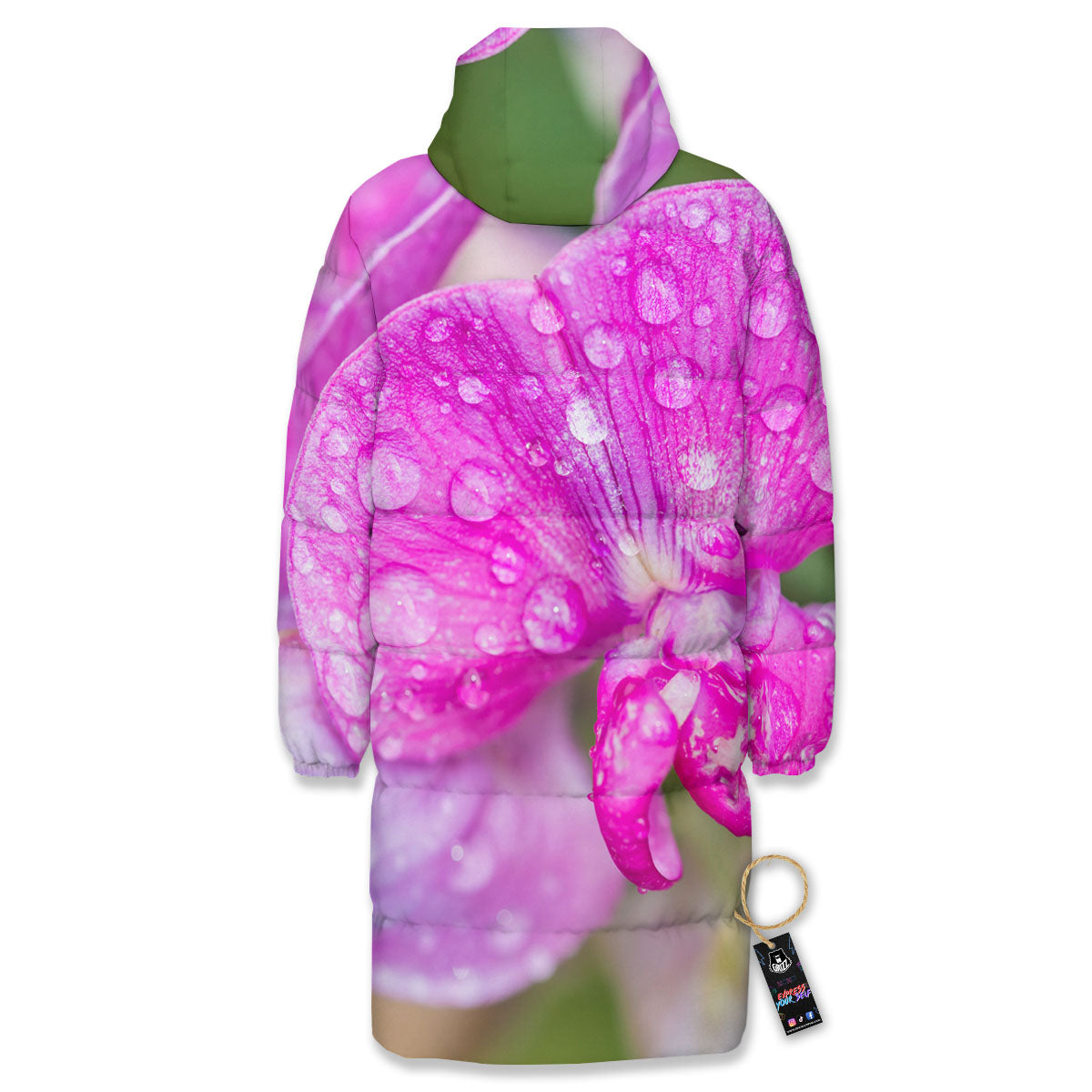 Sweet Pea Purple Print Long Down Jacket-grizzshop