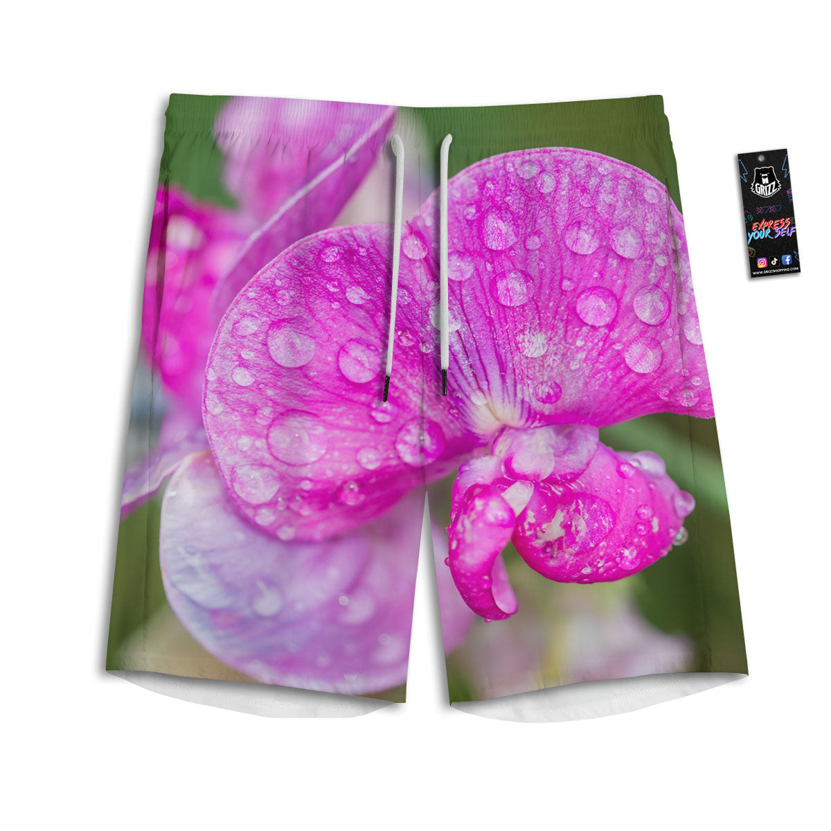 Sweet Pea Purple Print Men's Athletic Shorts