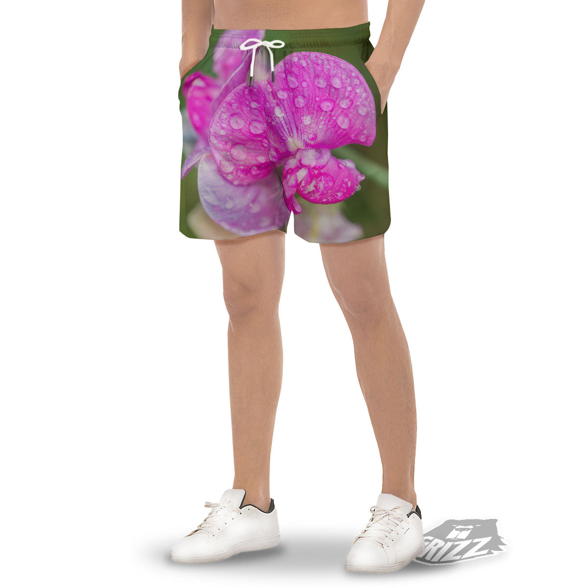 Sweet Pea Purple Print Men's Gym Shorts-grizzshop