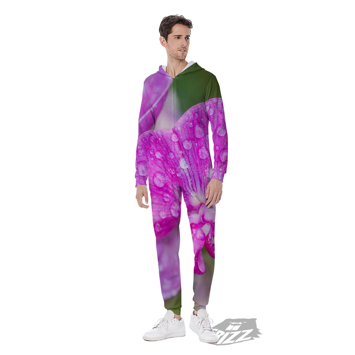 Sweet Pea Purple Print Men's Jumpsuit-grizzshop