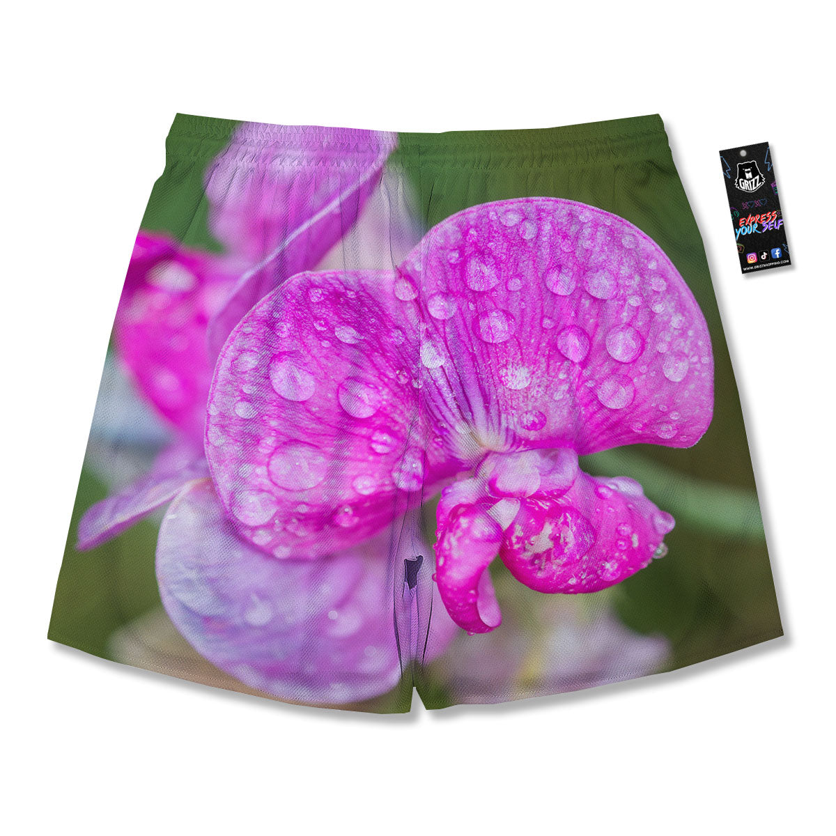 Sweet Pea Purple Print Men's Running Shorts-grizzshop