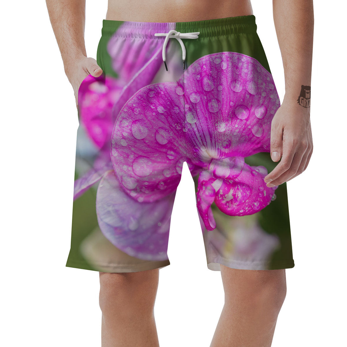 Sweet Pea Purple Print Men's Shorts-grizzshop