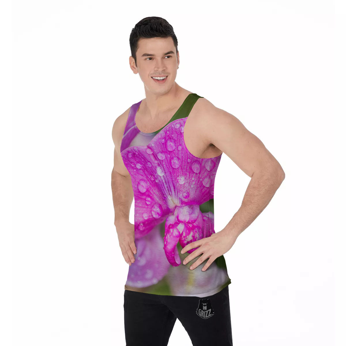 Sweet Pea Purple Print Men's Tank Top-grizzshop