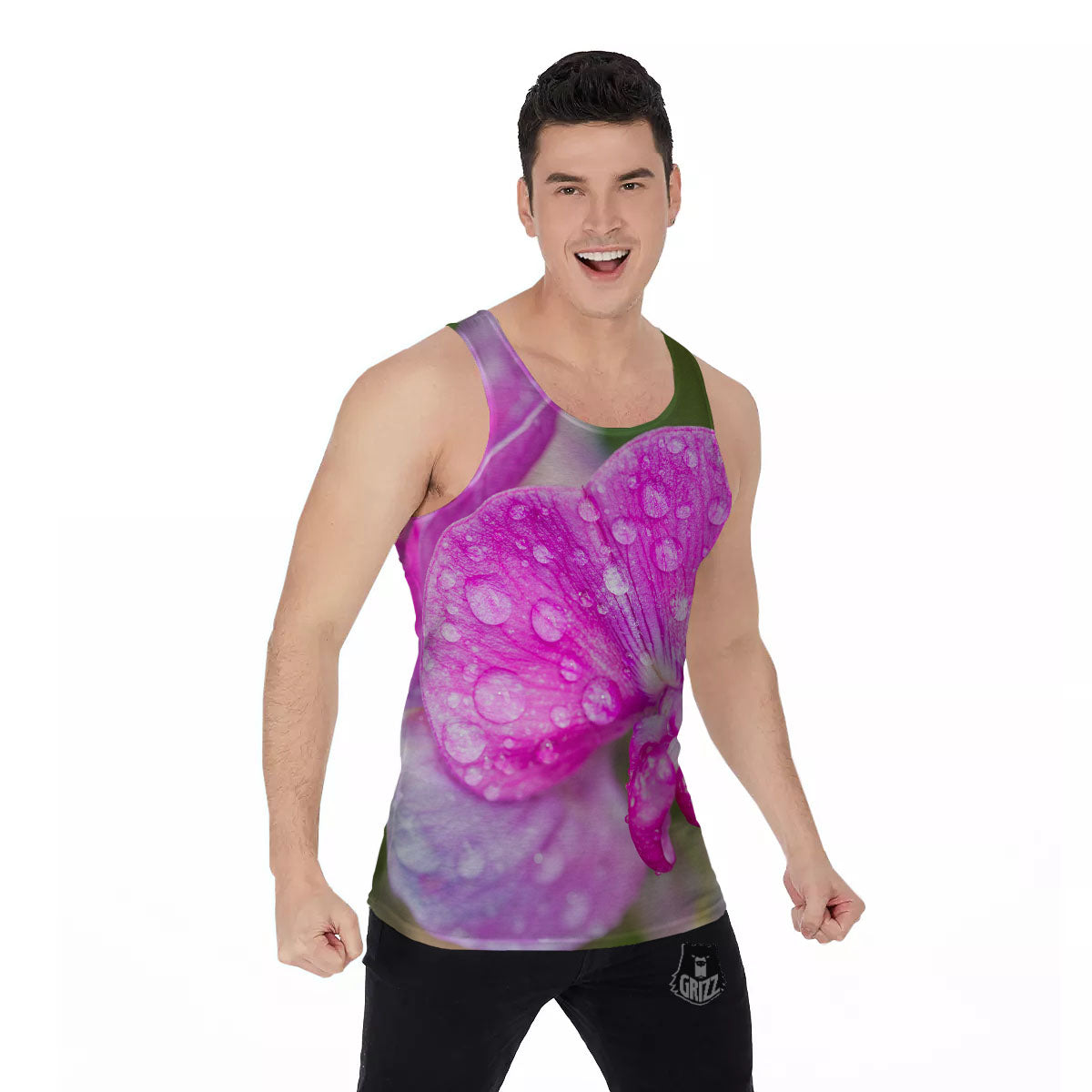 Sweet Pea Purple Print Men's Tank Top-grizzshop