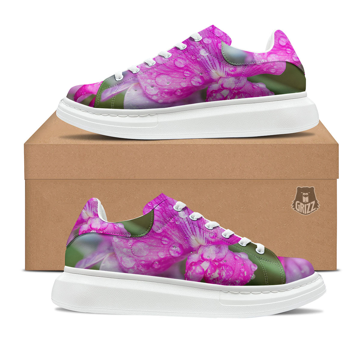 Sweet Pea Purple Print Platform Shoes-grizzshop