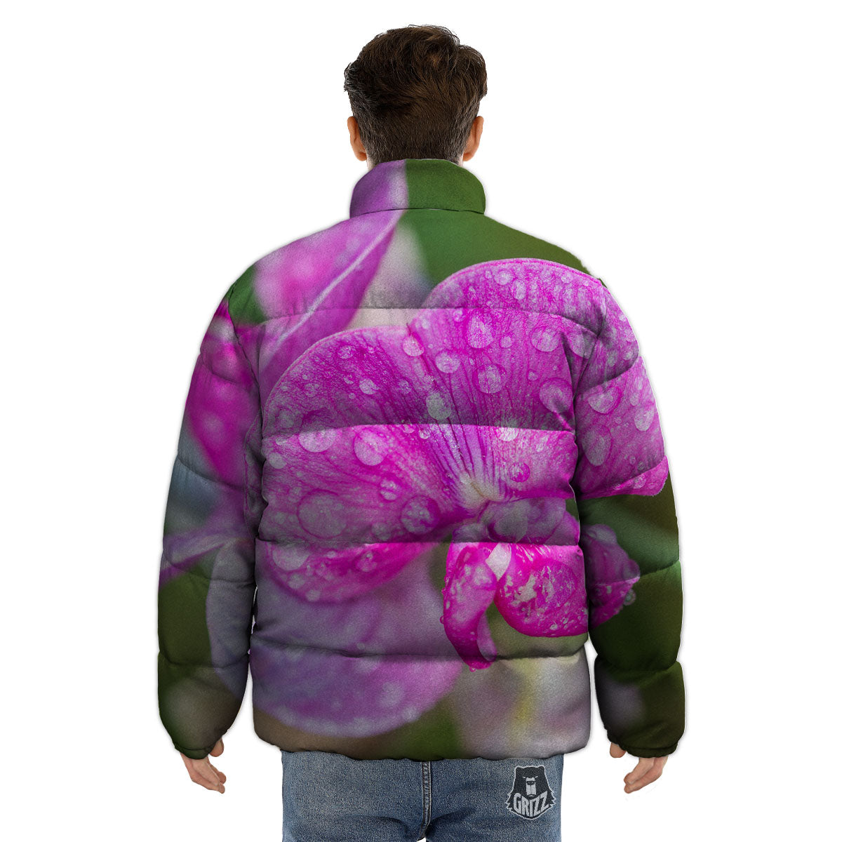 Sweet Pea Purple Print Puffer Jacket-grizzshop