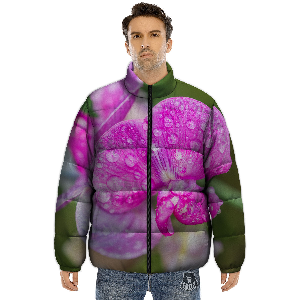 Sweet Pea Purple Print Puffer Jacket-grizzshop
