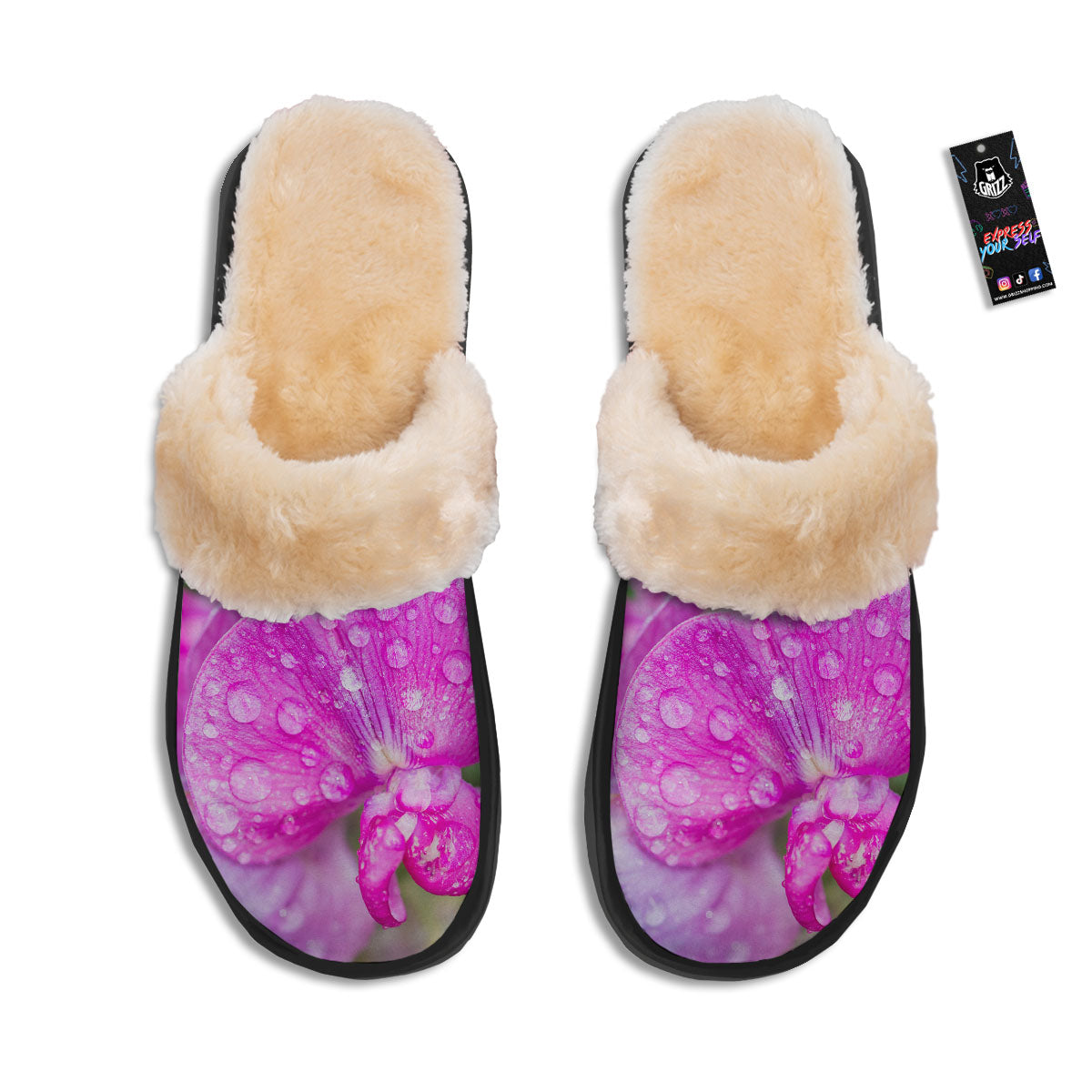 Sweet Pea Purple Print Slippers-grizzshop