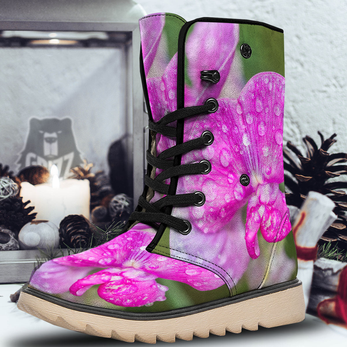 Sweet Pea Purple Print Snow Boots-grizzshop