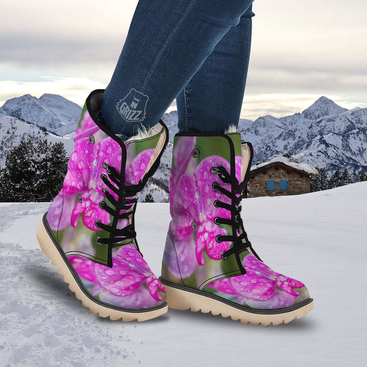 Sweet Pea Purple Print Snow Boots-grizzshop
