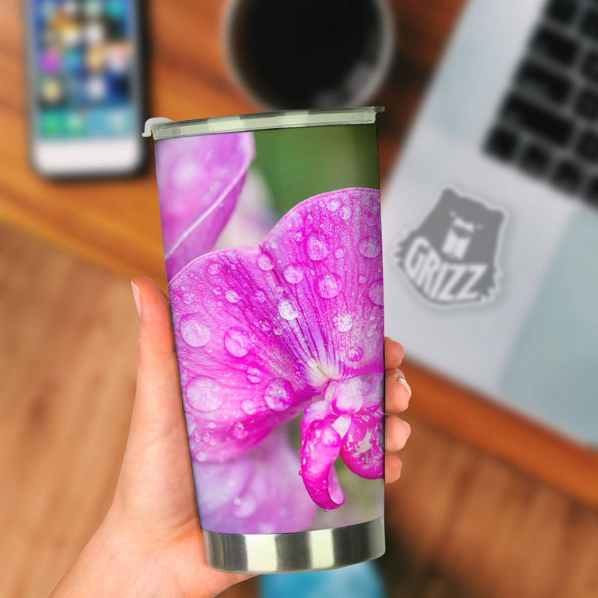 Sweet Pea Purple Print Tumbler-grizzshop