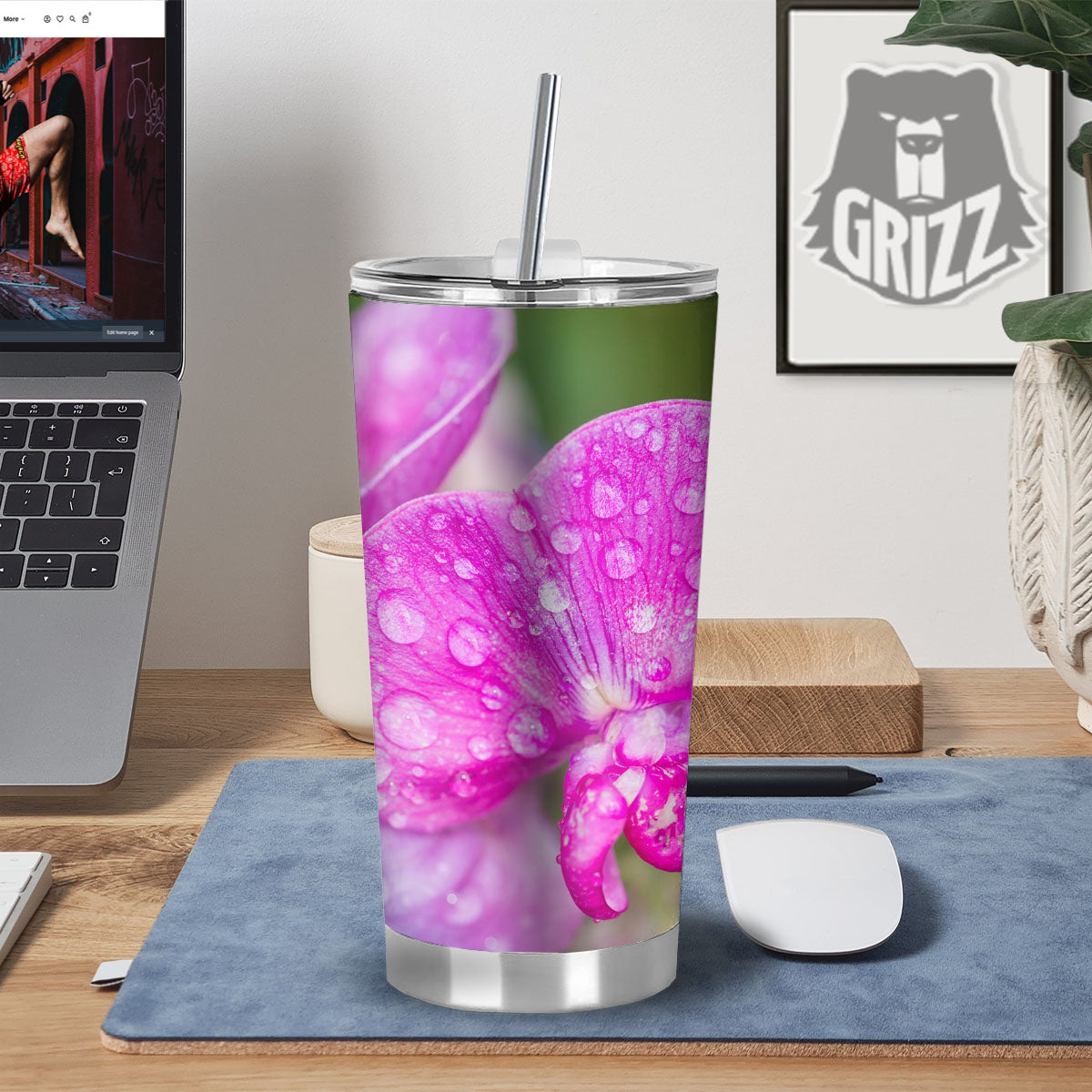 Sweet Pea Purple Print Tumbler-grizzshop