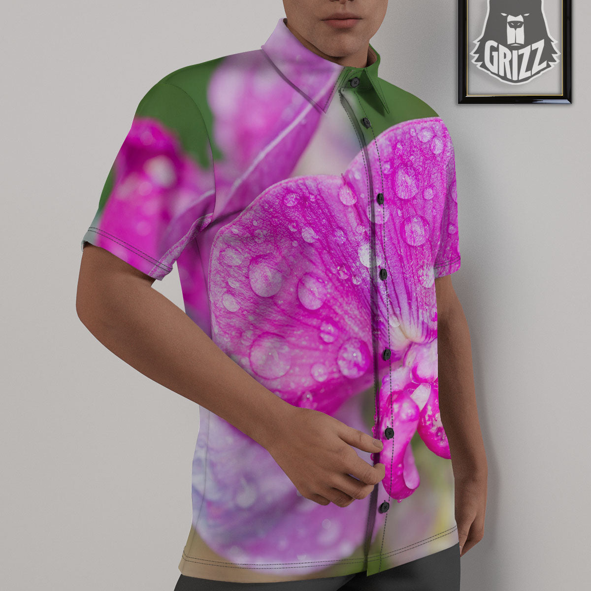 Sweet Pea Purple Print Untucked Shirts-grizzshop