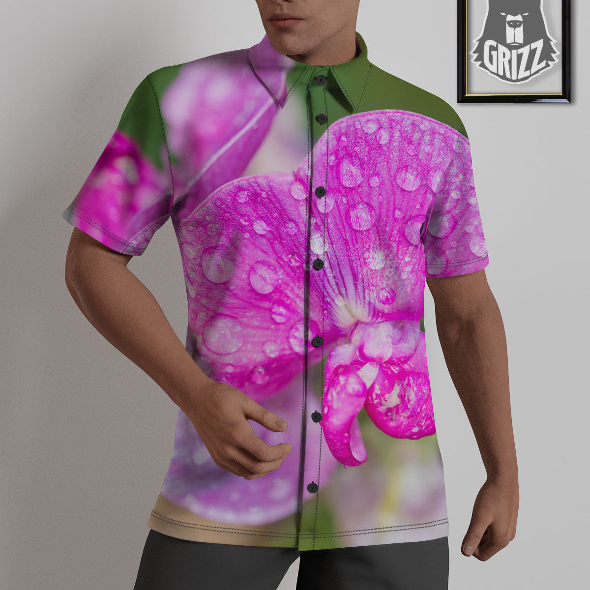 Sweet Pea Purple Print Untucked Shirts-grizzshop