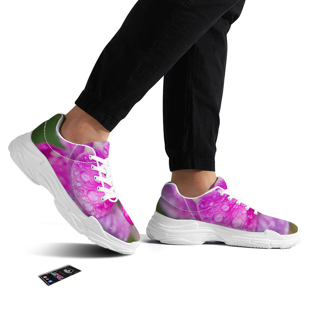 Sweet Pea Purple Print White Chunky Shoes-grizzshop