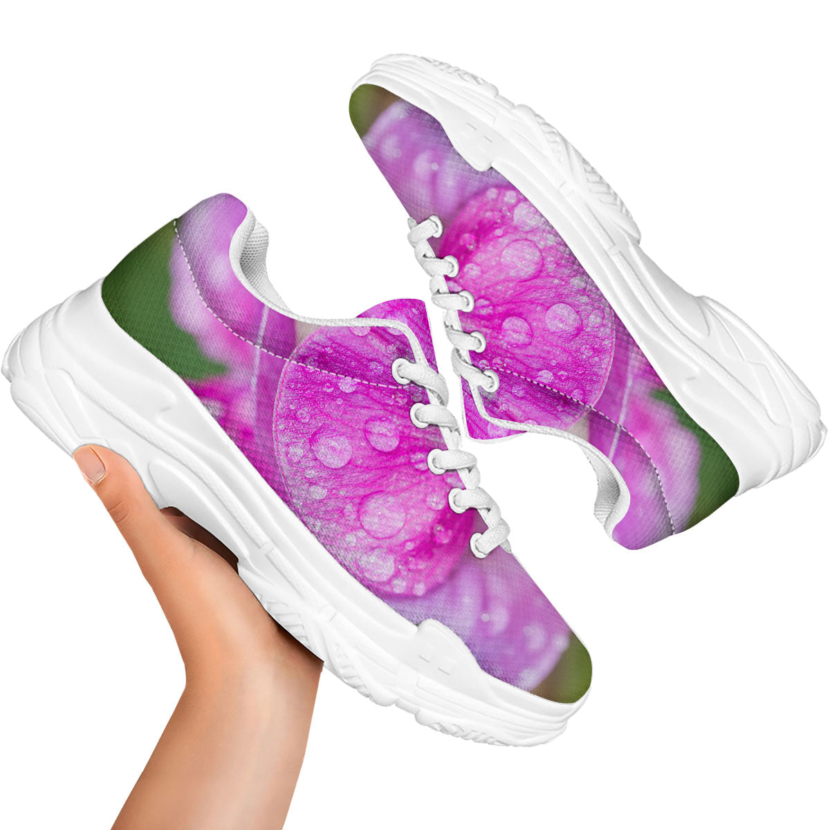 Sweet Pea Purple Print White Chunky Shoes-grizzshop