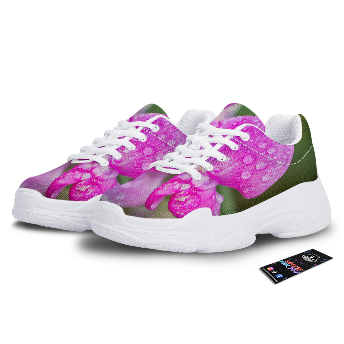 Sweet Pea Purple Print White Chunky Shoes-grizzshop