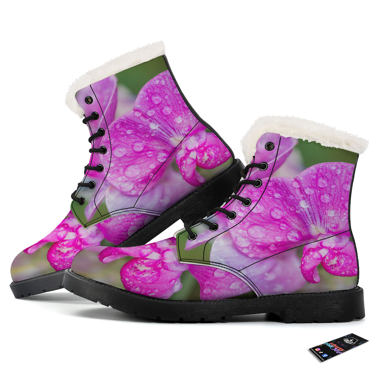 Sweet Pea Purple Print Winter Boots-grizzshop