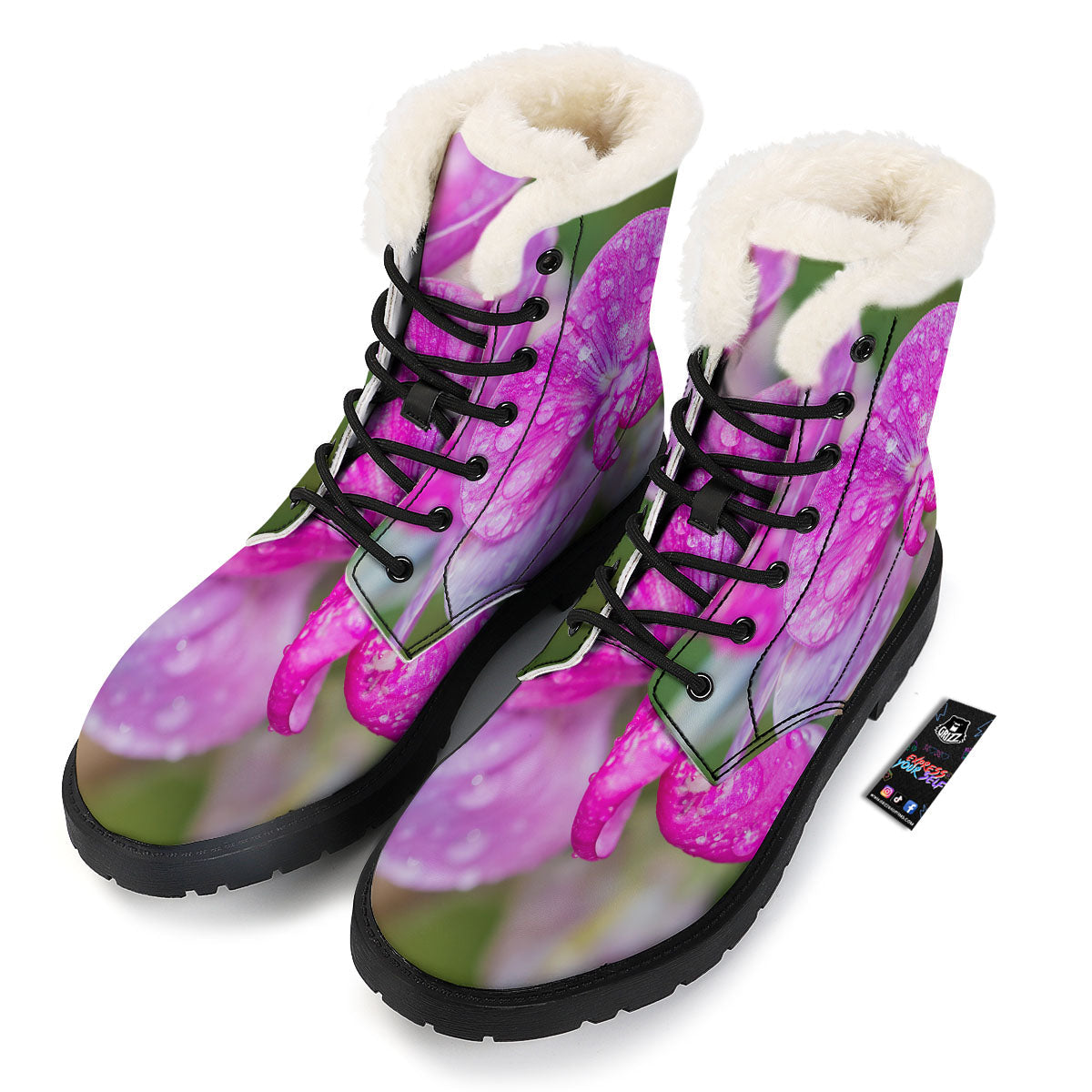 Sweet Pea Purple Print Winter Boots-grizzshop